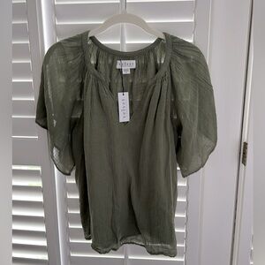 VELVET by Graham & Spencer Flutter Sleeve Gauze Top